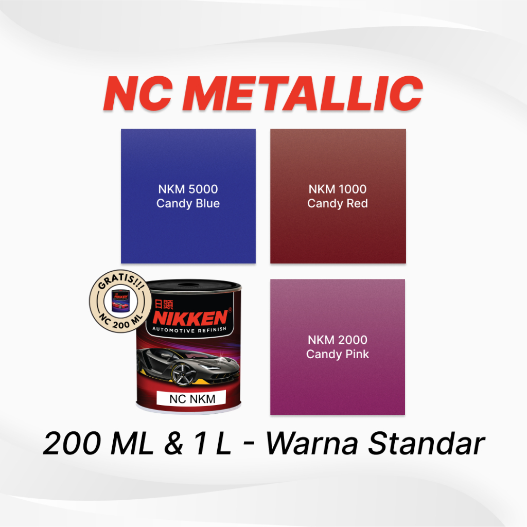 NIKKEN NKM NC Candy - Warna Standar - Cat Duco Mobil Motor Kayu Besi - Candy Blue / Candy Red / Cand