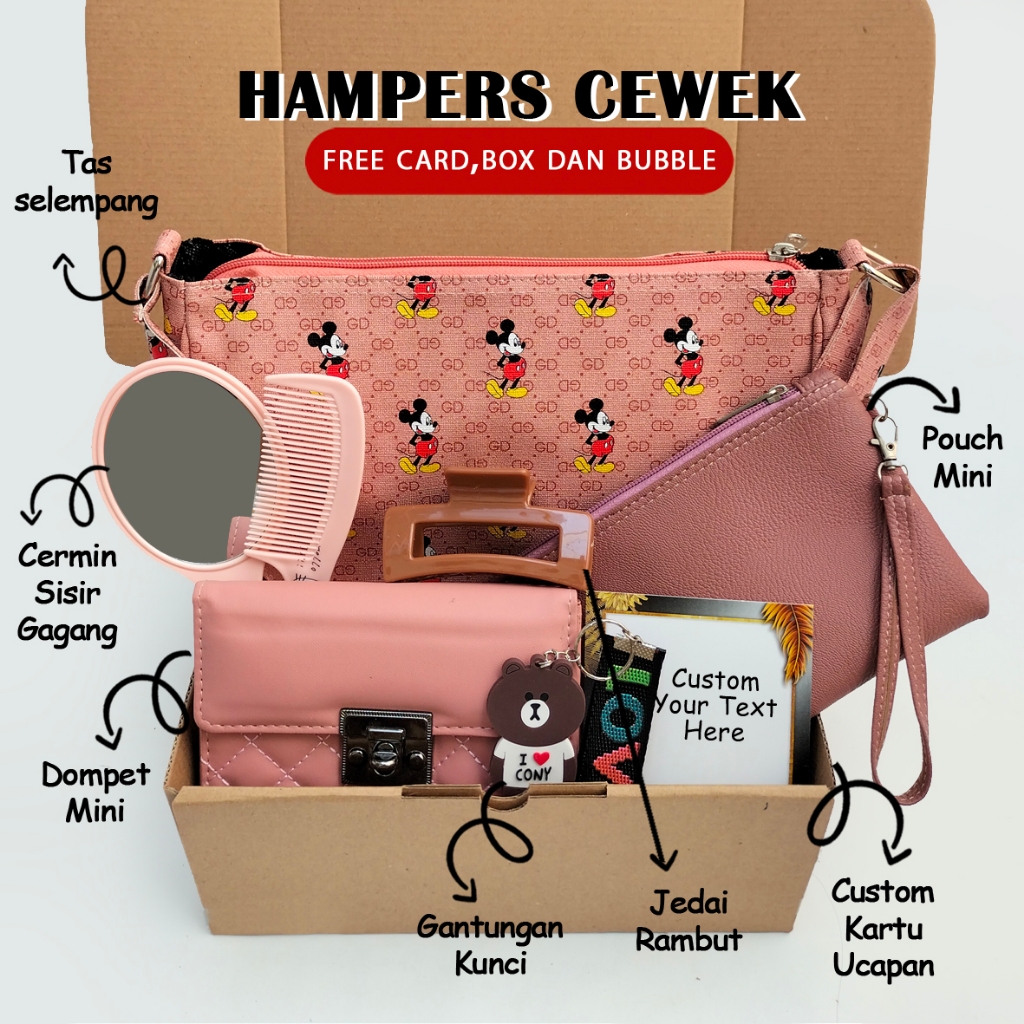 

Hampers kado surabaya set kado ulang tahun hampers tas wanita motif lucu birthday gift cewek