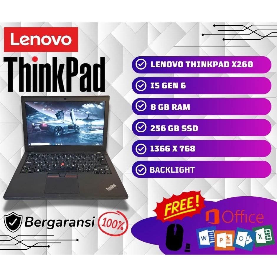 LAPTOP LENOVO THINKPAD X260 , X270 / SECOND / BERKUALITAS / BERGARANSI / TERMURAH / WINDOWS 10
