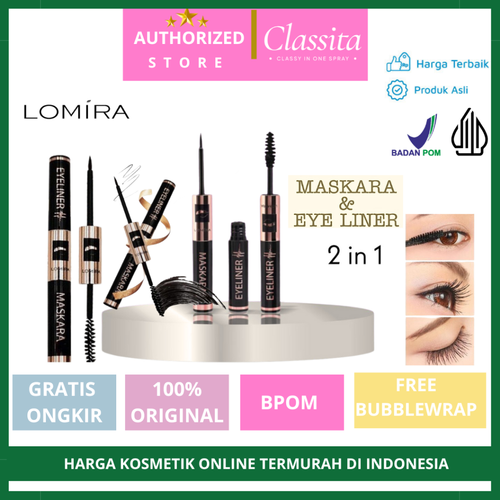𝐂𝐋𝐀𝐒𝐒𝐈𝐓𝐀.𝐈𝐃 - LOMIRA Mascara Eyeliner | Maskara 2In1 Eyeliner Waterproof - Maskara Murah