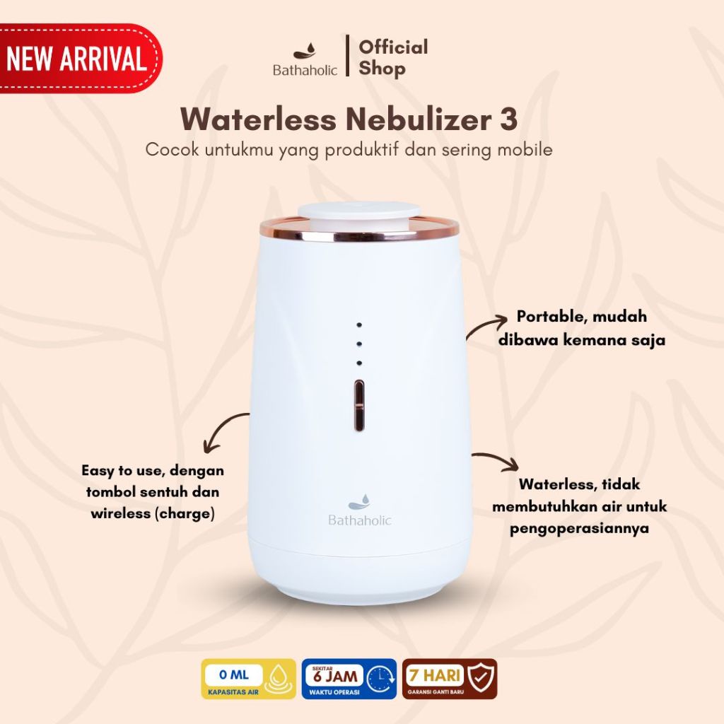 NEW BIG SALE Bathaholic Nebulizer 3 Waterless Diffuser Aromatherapy Portable Untuk Mobil & Rumah -