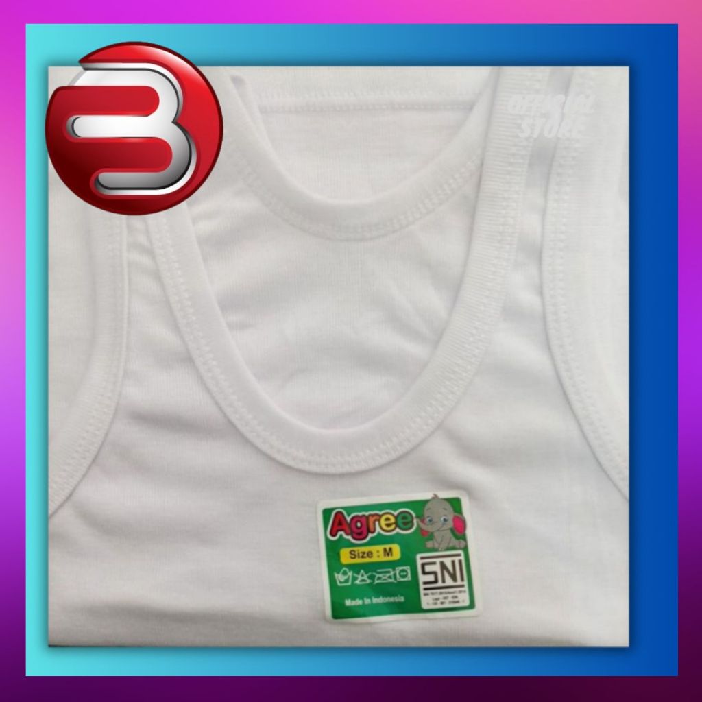 BARAKOO-SINGLET AGREE POLOS PUTIH / SINGLET AGREE ANAK / 1 PCS