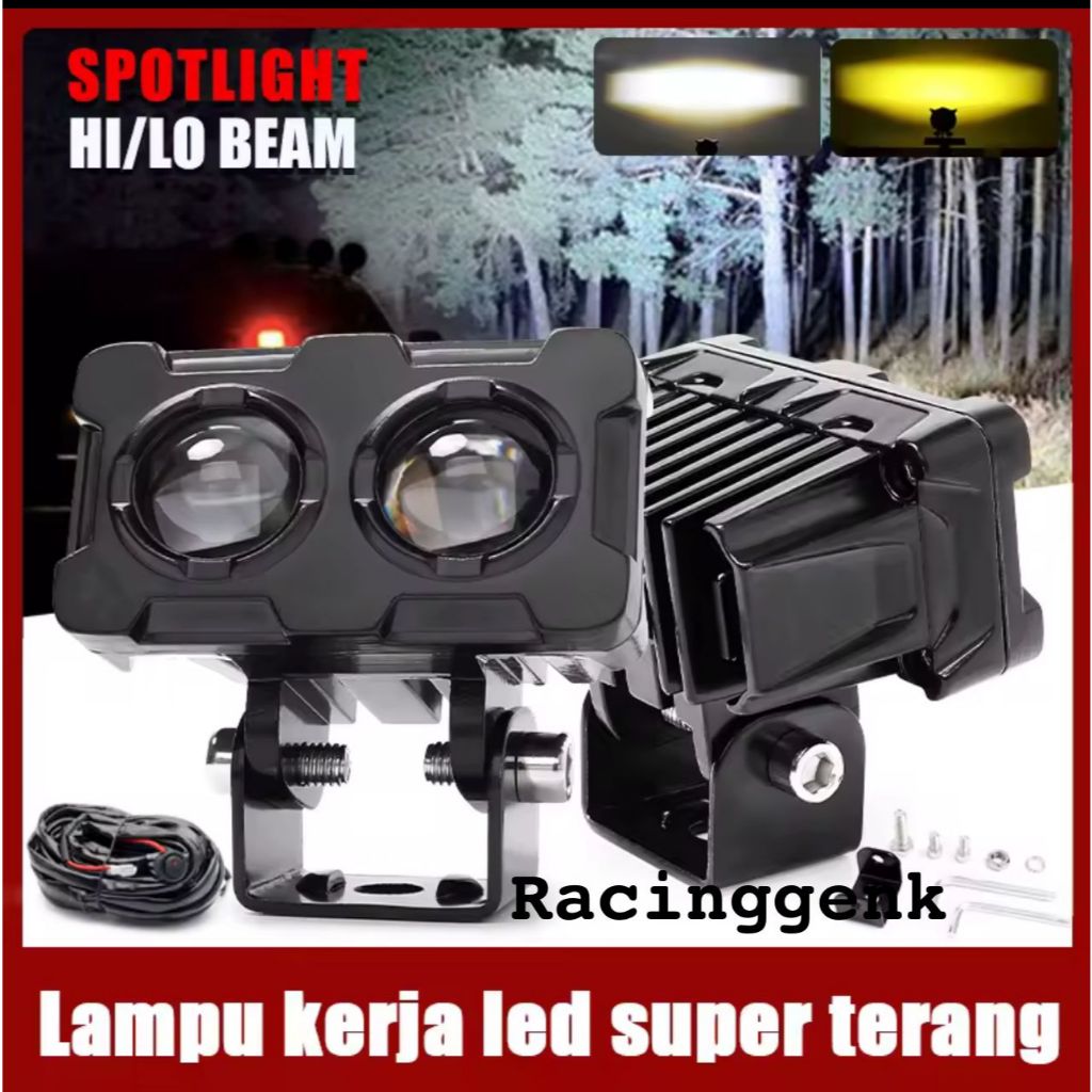Lampu Tembak D2 Lampu Sorot 2 Mata SQL CR7 Lampu tembak LED Laser SQL OWL 2 Mata Putih Kuning Lampu 