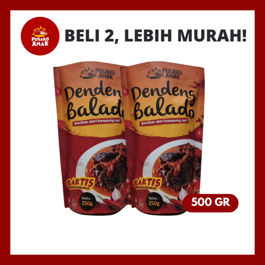 

Dendeng Balado Pusako Amak Praktis, Halal, dan Siap Saji 500 Gram