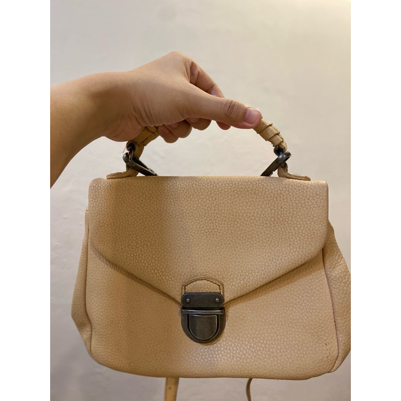 PRELOVED Original Mango Flip Cross-Body Beige / Mango Sling Bag Beige / Tas Mango / Mango Bag / Mang