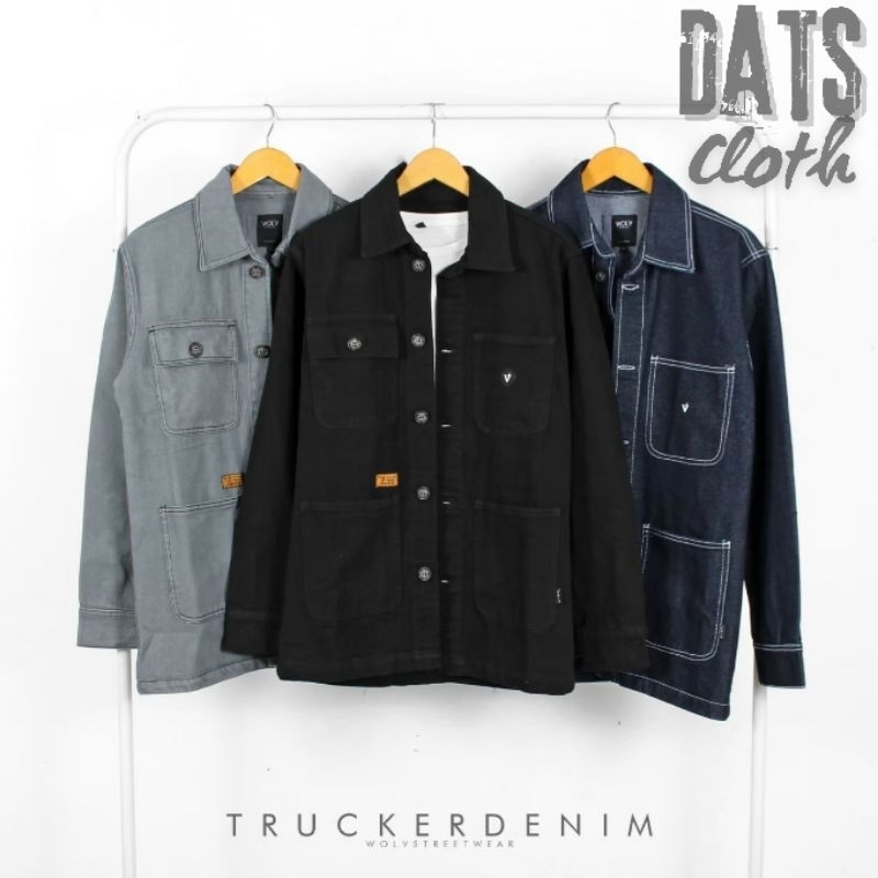 JAKET JEANS DENIM UNISEX PRIA WANITA ORIGINAL WOLV - TRUCKER DENIM - DATS