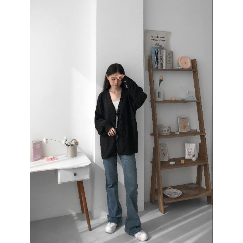 Outer Cardigan Nana Crinkle 4197 - Cardigan Tali Anti Kusut Lengan Panjang