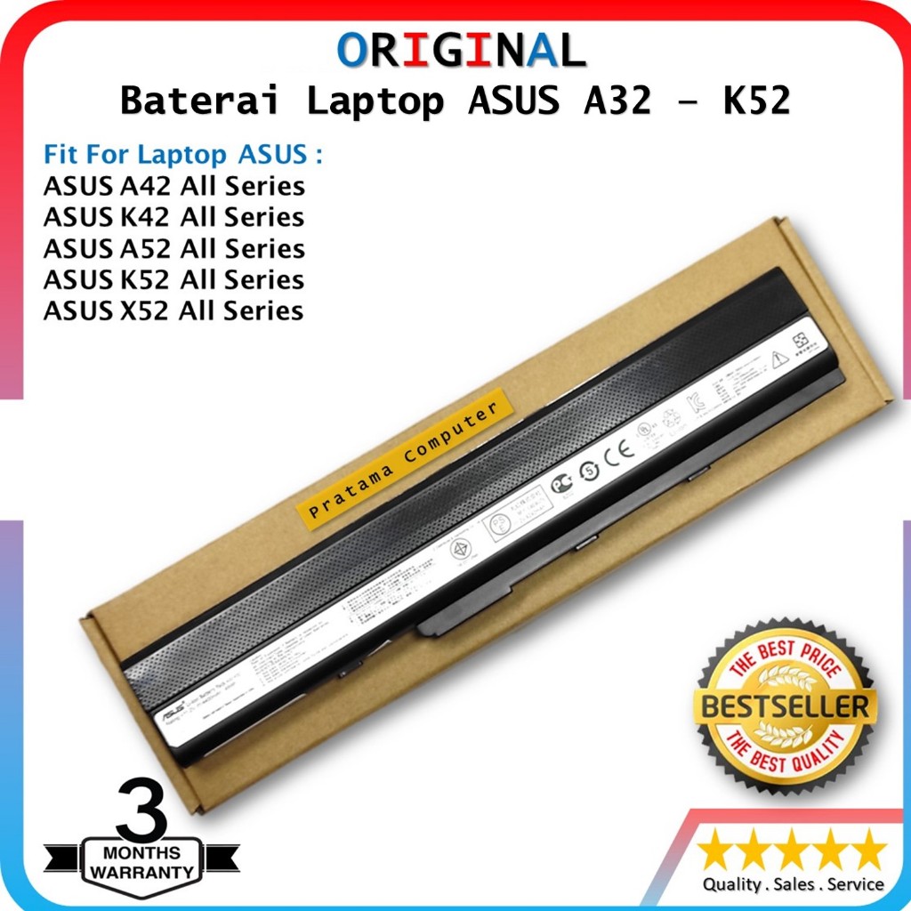 [TERLARIS] Original Baterai Laptop ASUS A42 A42J A42F K42 K52  X52 Series Model A32-K52