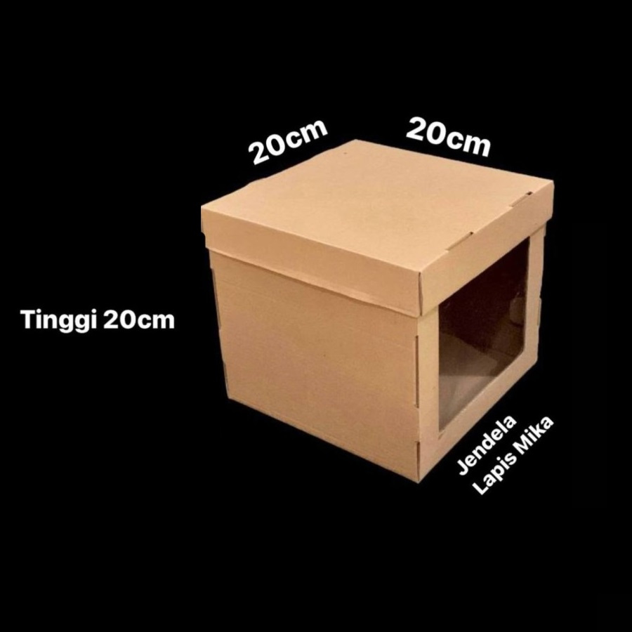 

(5 Pcs) Box Cake Birthday Kotak Kue Tinggi Dus Mika Puding Packaging Tempat Hempers 20x20x20 Cm