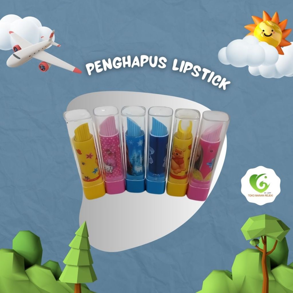 

Isi 36 pcs Penghapus Lipstik / Eraser Pencil Lipstick / Setip Hapus Pensil ukuran 2 x 8 cm Mainan Anak Jadul Zaman Dulu Edukatif Viral Murah Terjangkau Trendi Toys