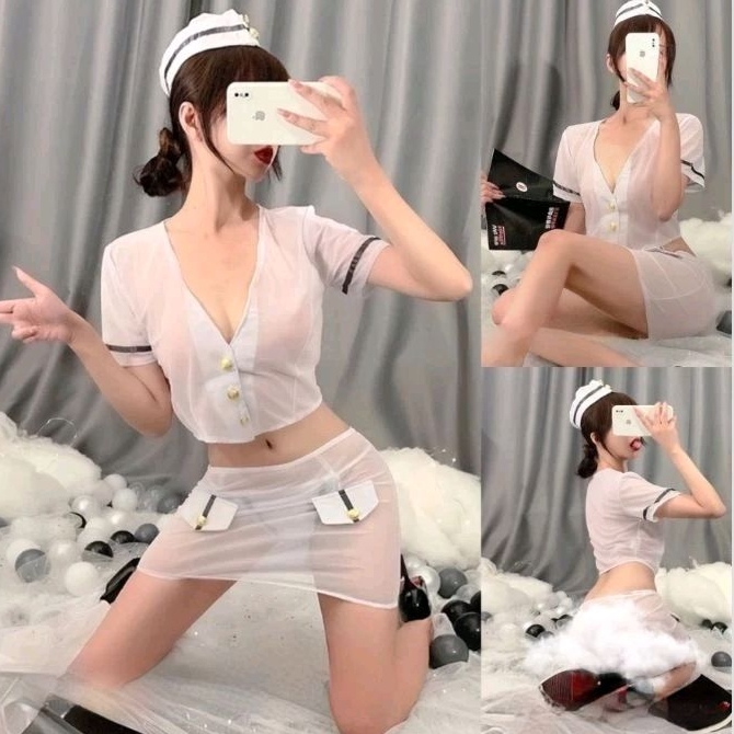 SEXY LINGERIE COSTIME COSPLAY PRAMUGARI TRANSPARAN BAJU SEXY WANITA D1351WE
