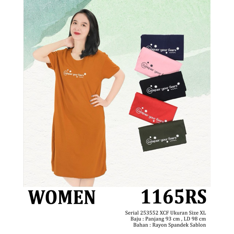 1165RS LEMONE SIZE XL  Dress daster viral pendek dress rumahan wanita Casual lemone KAOS RAYON SPAND