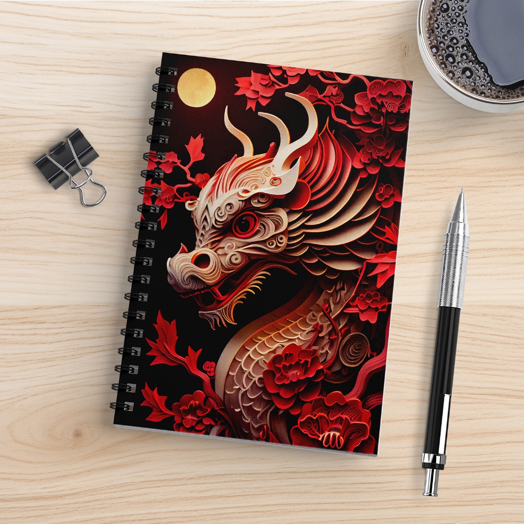 

Buku Tulis Notebook Spiral A5 motif Naga Aesthetic Blank/dotted/grid/garis