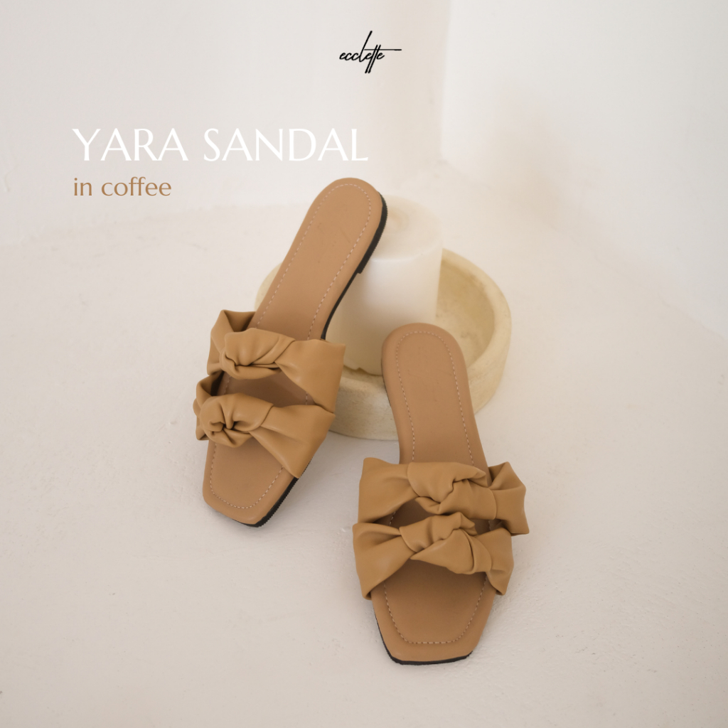 ECCLETTE - SANDAL YARA | FLAT WANITA SANTAI KOKOP KEKINIAN HITS TEPLEK PITA KNOT SENDAL