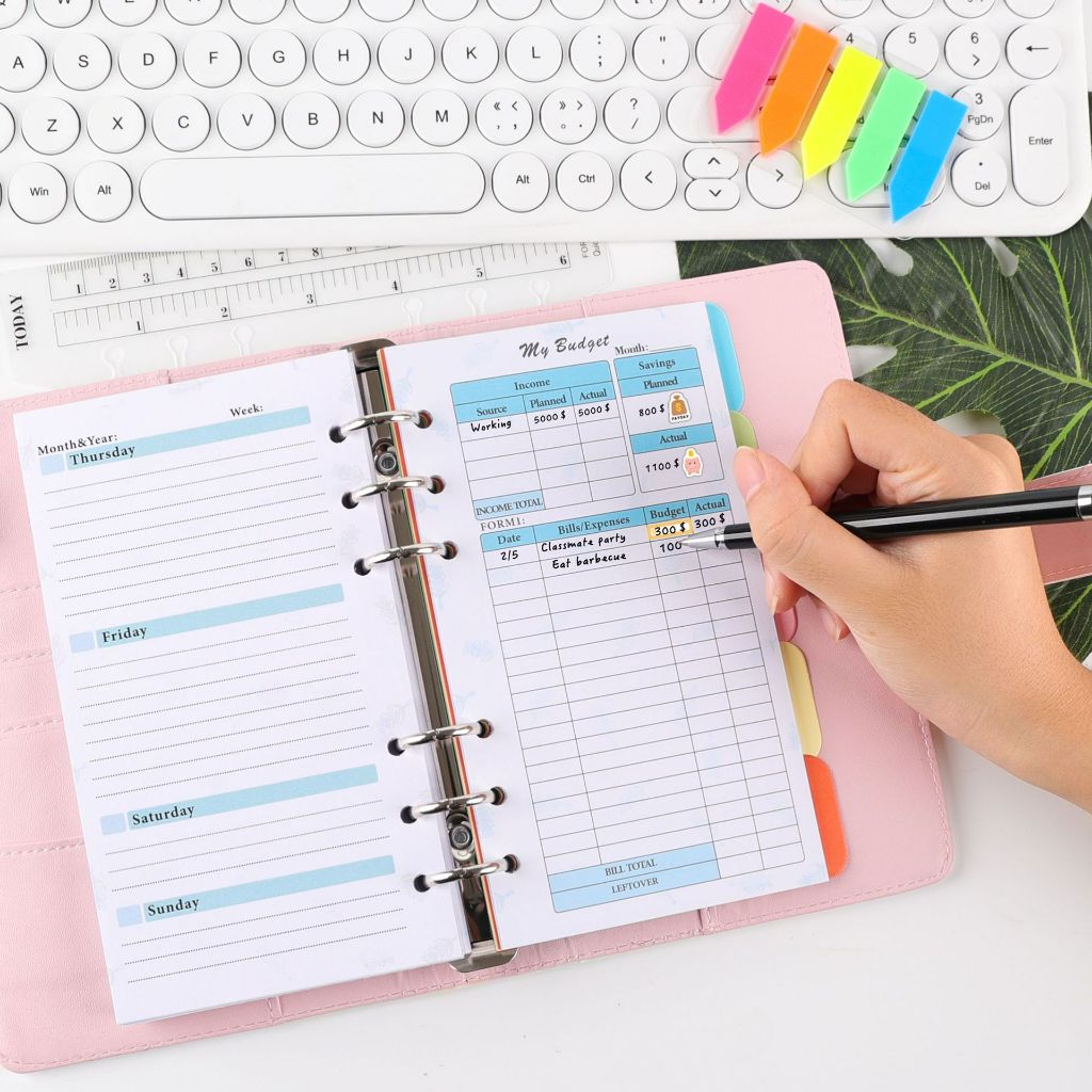 

Kertas Loose Leaf 6 Lubang Ukuran A6 Refill Kertas Binder 6 Rings 82 Sheets Colorful Weekly Monthly Planner