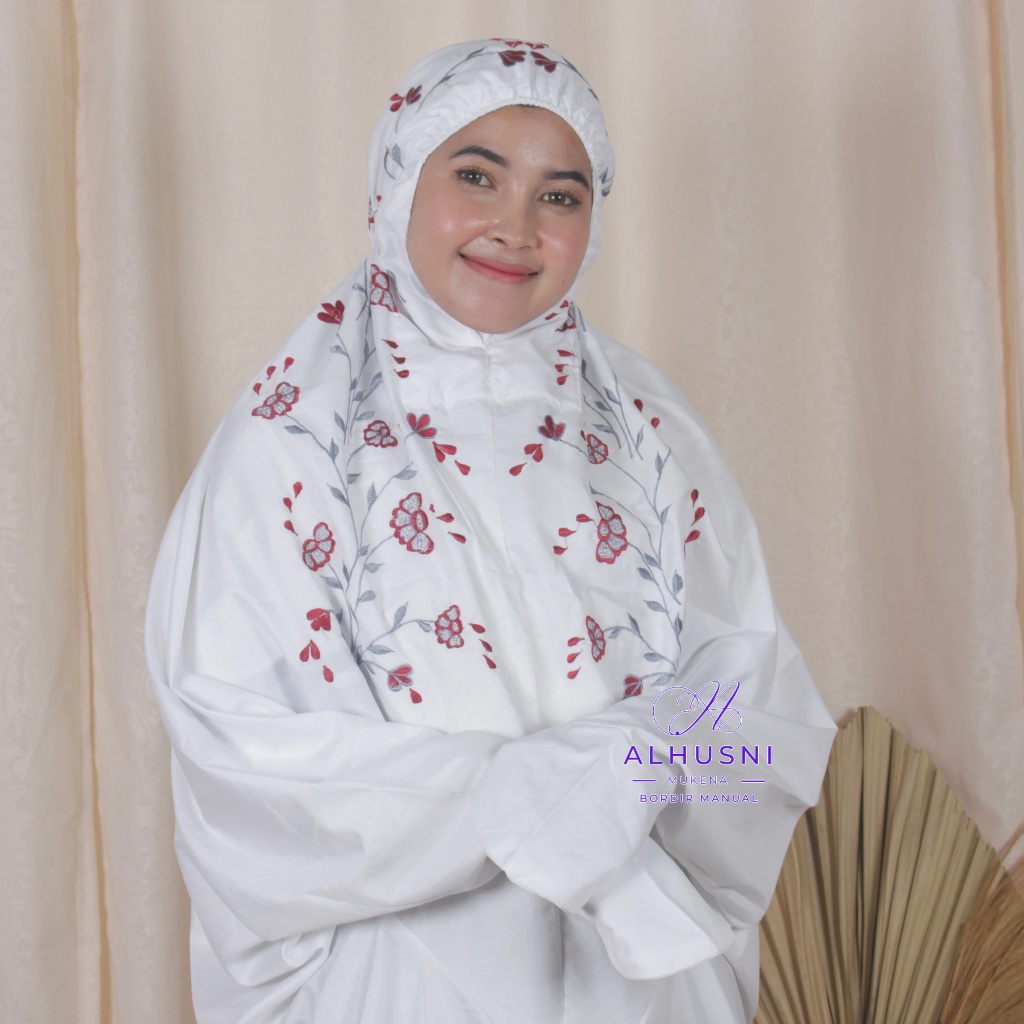 Mukena Terusan Hadiqa Bordir Manual.Mukenah Terusan Dewasa Bahan Katun