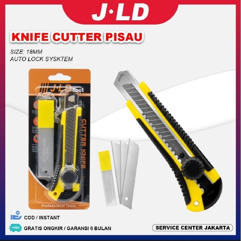 

JLD Cutter Knife Utility Knife Cutter Pisau 18mm Cutter Knife Auto Lock Cutter Besi Stainless &Aluminium