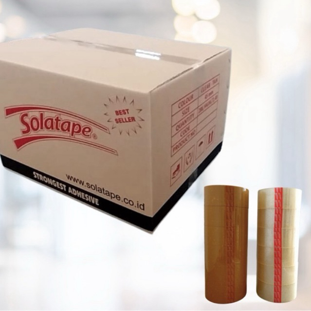 

1 DUS 72 PCS | Lakban Murah Bening Cokelat Solatape 48MM