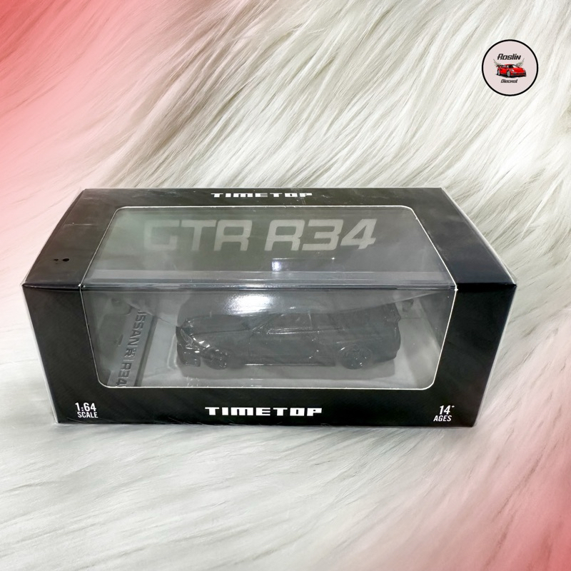Diecast Time Top 1:64 Nissan GTR R34 Full Carbon Black Open Hood