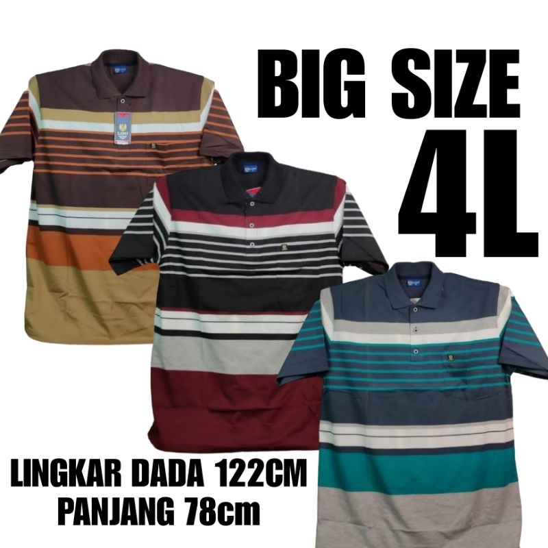 Kaos Kerah Polo Saku Garis/Salur/Stripes Engineering Pria JUMBO SIZE XXXXL(4L)