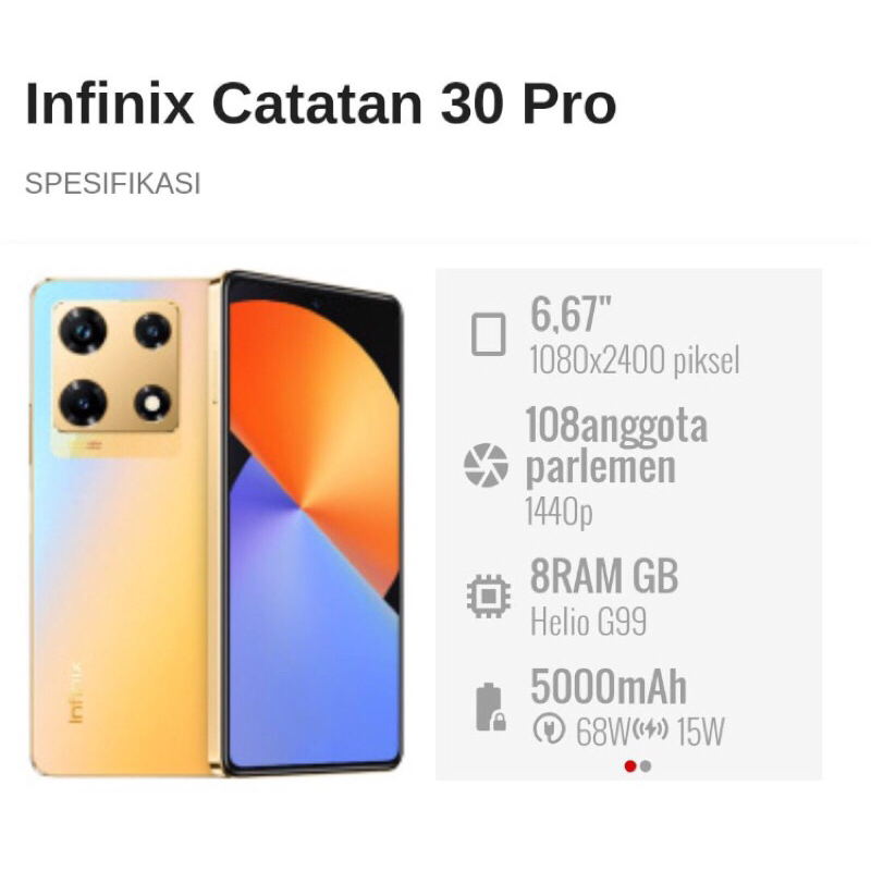Infinix not 30pro 8+256gb gold