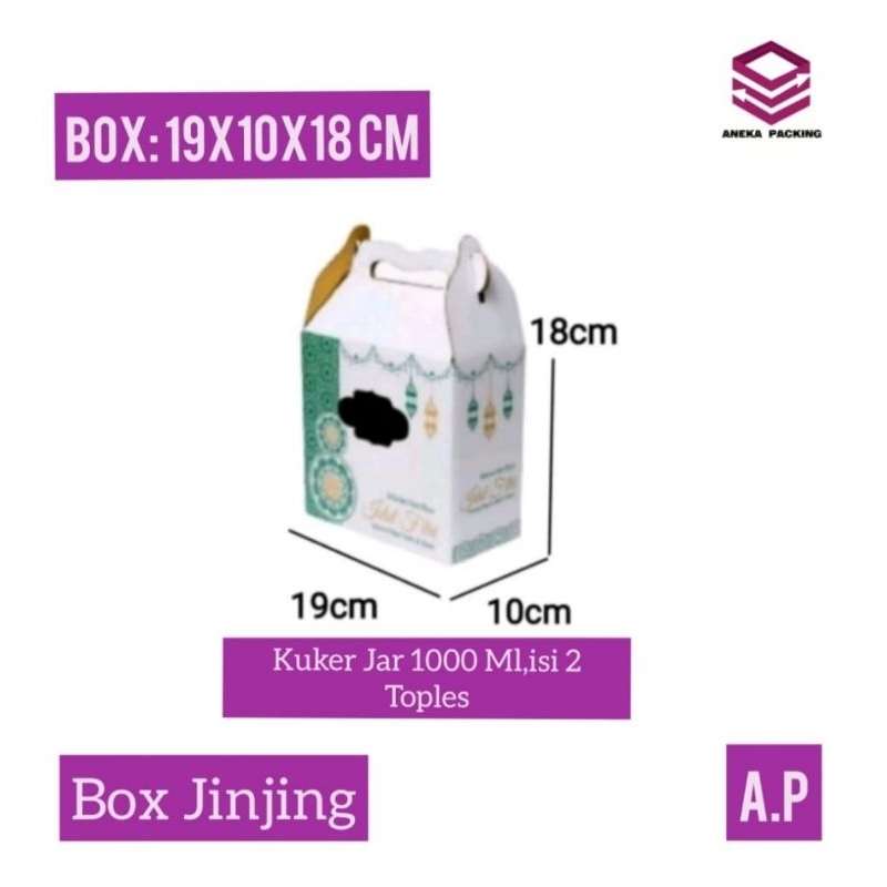 

Box 19x10x18 cm jinjing(KUKER TOPLES JAR 1000 ML ISI 2 Toples) /idulfitri/Kuekering/hampers