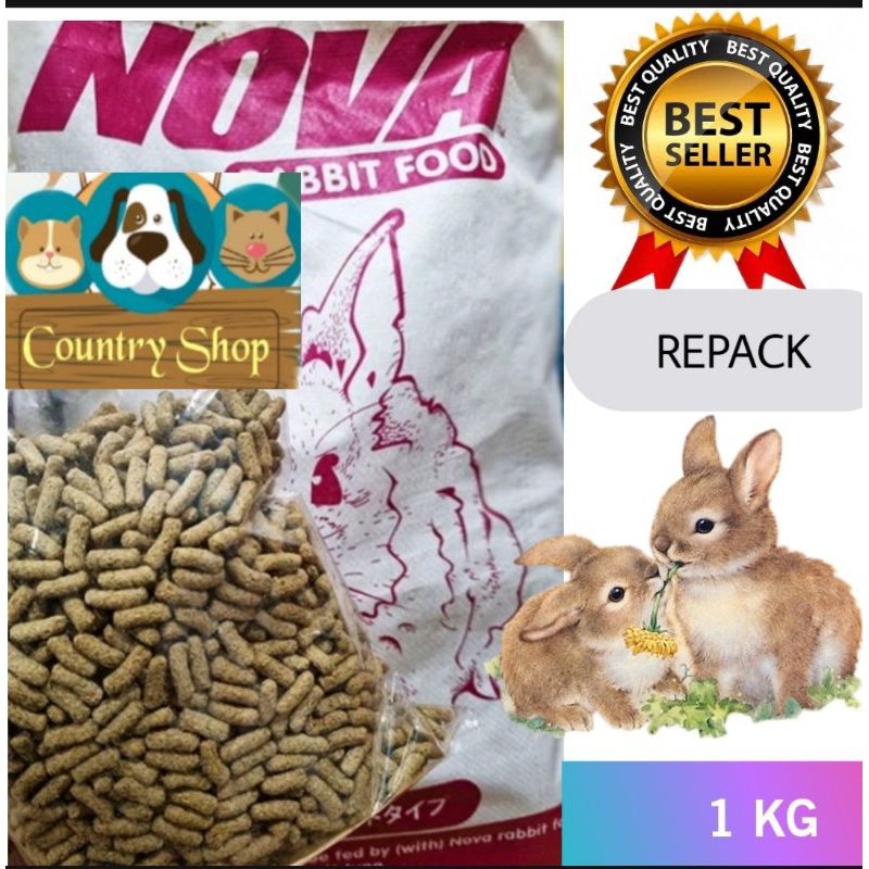 NOVA RABBIT IMPORT Pakan Kelinci,Marmut Repack 1KG