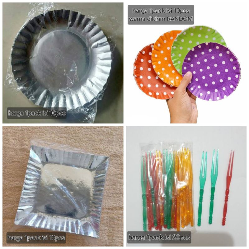 Piring kertas silver | piring kue kertas paper plate | piring ultah kertas silver | piring kue isi 1