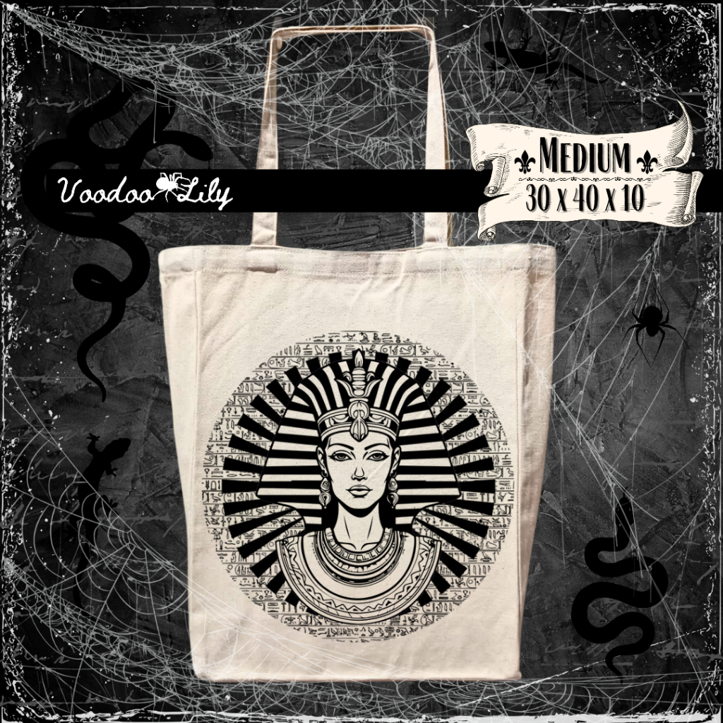 MEDIUM - Voodoo Lily Canvas TOTE BAG, printed - Cleopatra