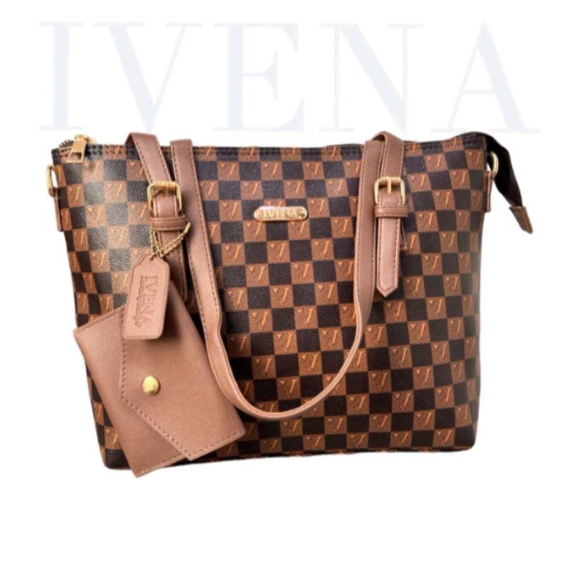 tas handbag wanita/tas totebag wanita motif kotak jumbo