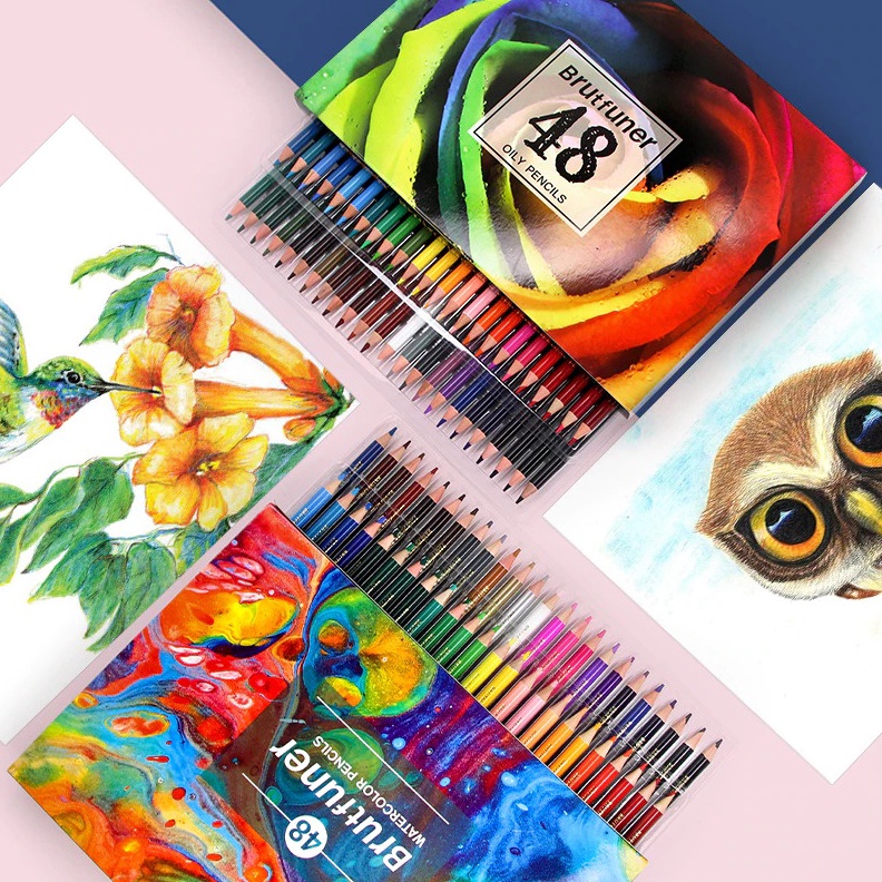 

MURAH MERIAH Pensil Warna Brutfuner Painting Oil Water Pencil Artist Color Pencils Set 48pcs