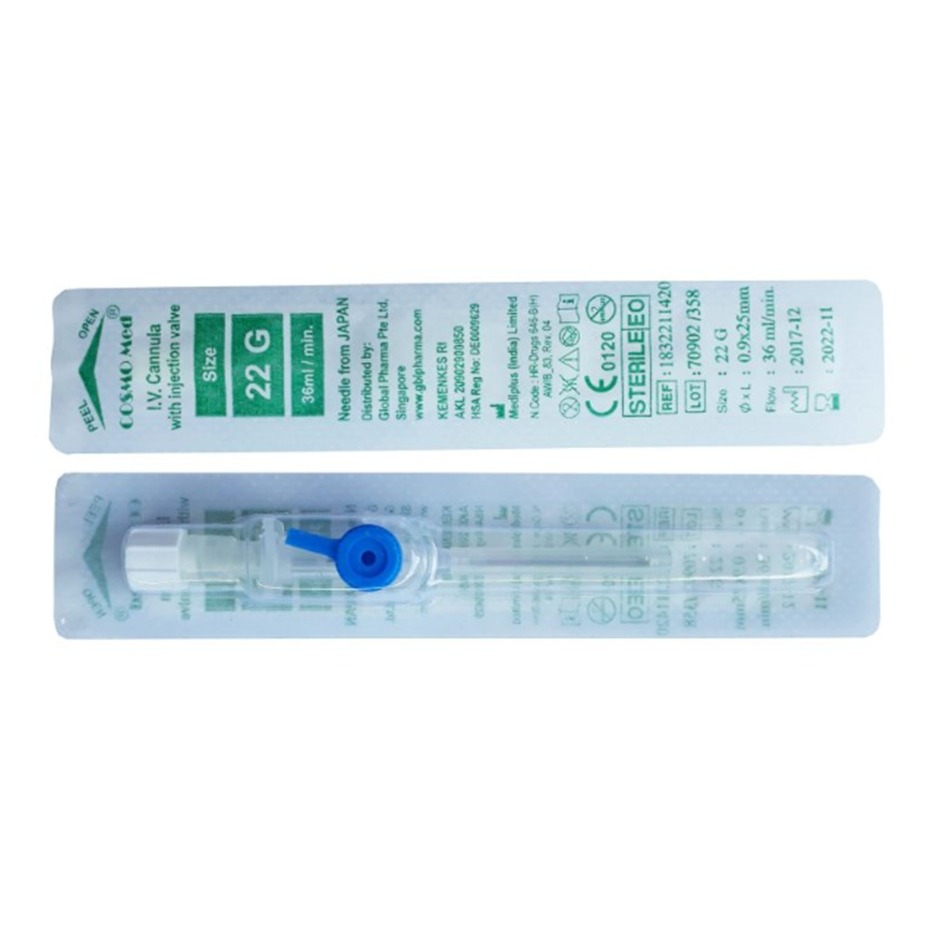 IV Catheter/ Abbocath No. 22 G Merk Cosmo (Type Wing Port) Per Pcs