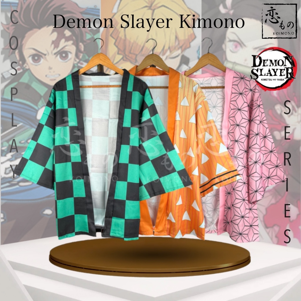 KOIMONO Kostum Kimono Haori Outer Cardigan Jepang Cosplay Demon Slayer / Kimetsu no Yaiba (Tanjiro K