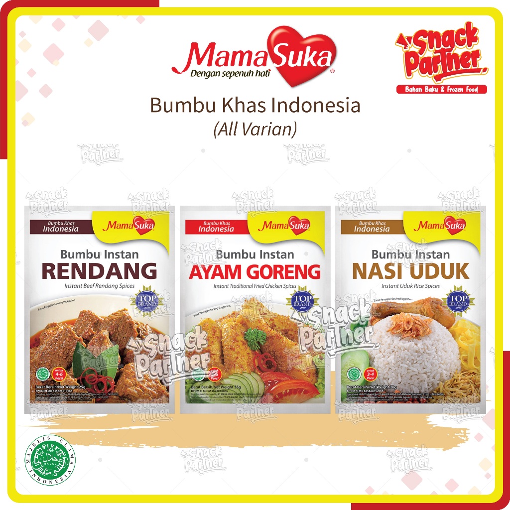 

MAMASUKA | Indoensia Instant Spices - Mama Suka Bumbu Khas Indo Pasta Instan - Nasi Goreng Teri Medan Soto Kudus Rendang Uduk Ayam Goreng