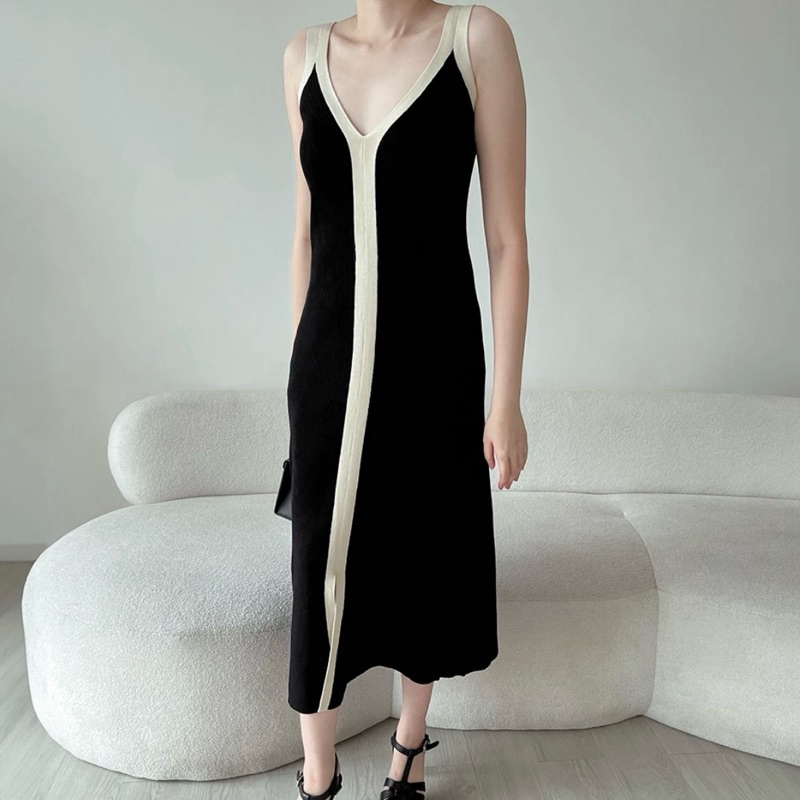 erie knit dress black gaun hitam rajut preloved like new second long dress