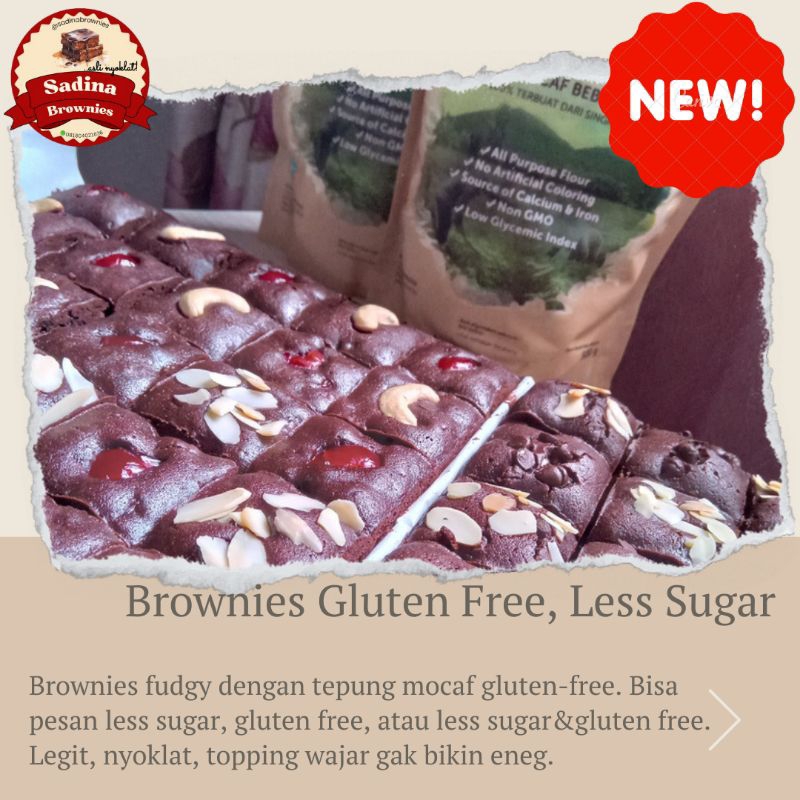 

Sadina Brownies Gluten Free & Less Sugar, brownies bebas gluten, brownies rendah gula