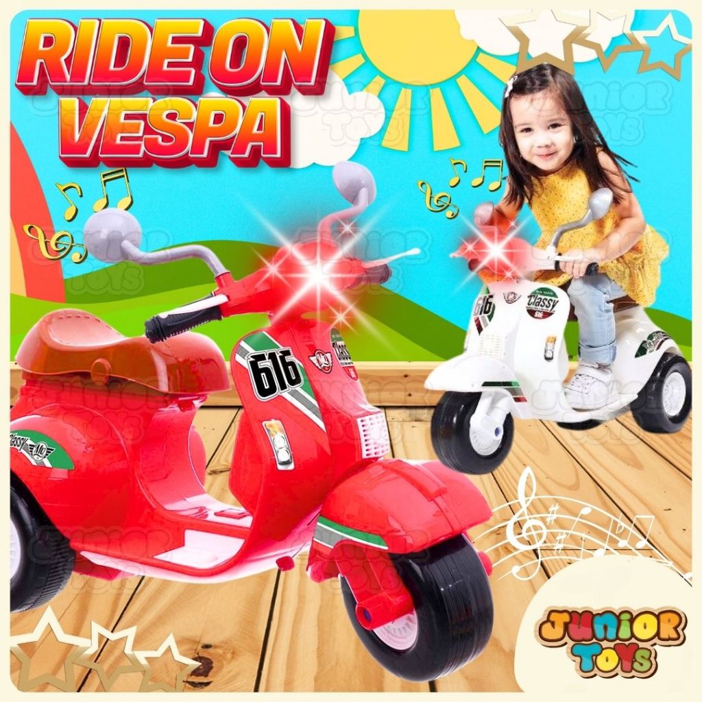 Promo Motor Vespa Anak Bisa Dinaiki Ada Dorongan Bunyi Musik Nyala Lampu Mainan Dorong Ride On Toys