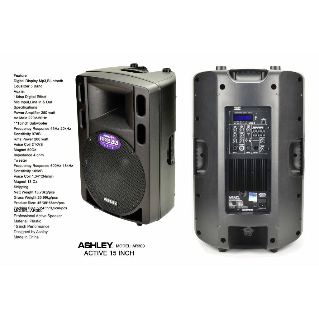 Speaker Aktif Ashley AR 300 Original Active AR300 15 inch Bluetooth