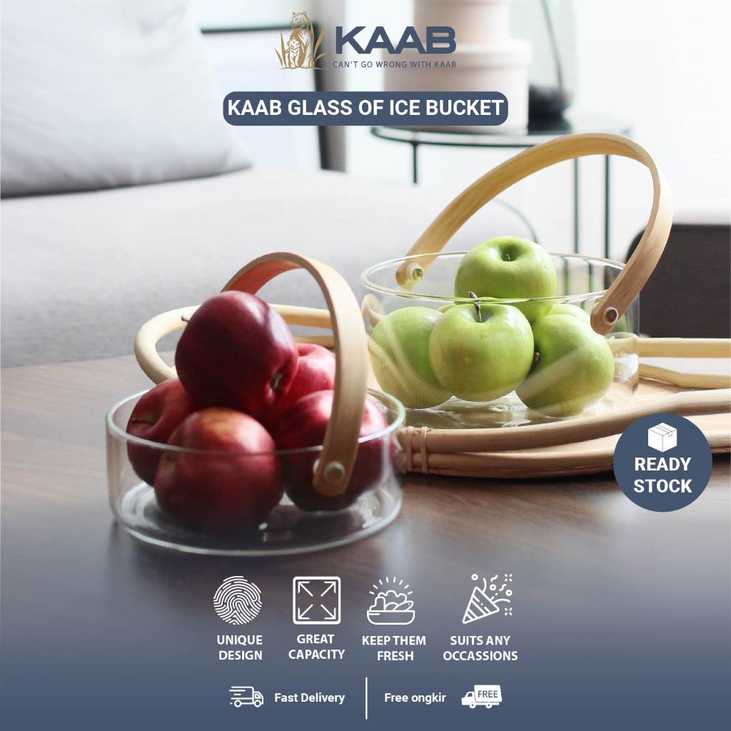 KAAB - Glass Ice Bucket Tempat Es Batu Wadah Kaca Tebal Ember Es Bucket Kaca Serbaguna