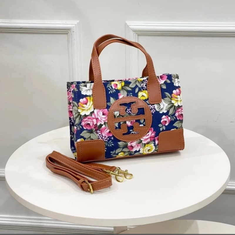 TB ELLA MINI TOTE NAVY FLOWER