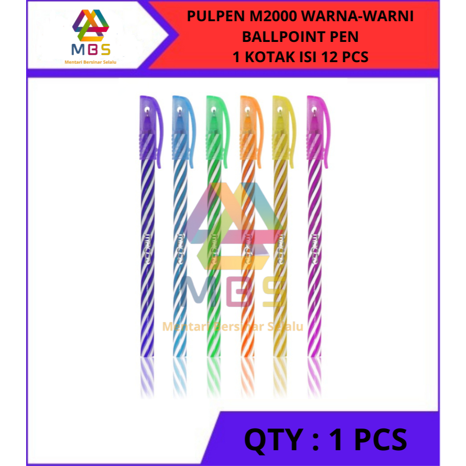 

HARGA 1 PCS PULPEN TINTA HITAM M2000 WARNA-WARNI BALLPOINT PEN