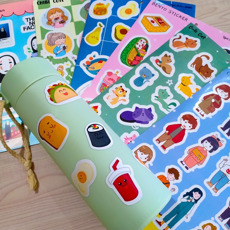 

Stiker Journal Cat Kucing Bento Kawaii Food Chibi Crtoon Pastel Scrapbook Waterproof Sticker Aesthetic Deco Planner Album Scrapbook Journal Freebies Notes DIY Hp Laptop