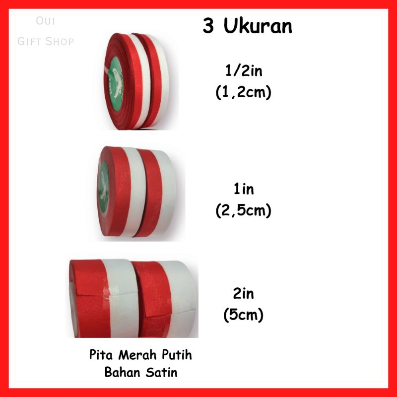 

Pita Satin Merah Putih / Pita 1/2in 1in 2in / Tersedia Berbagai Ukuran / Dekorasi 17 Agustus