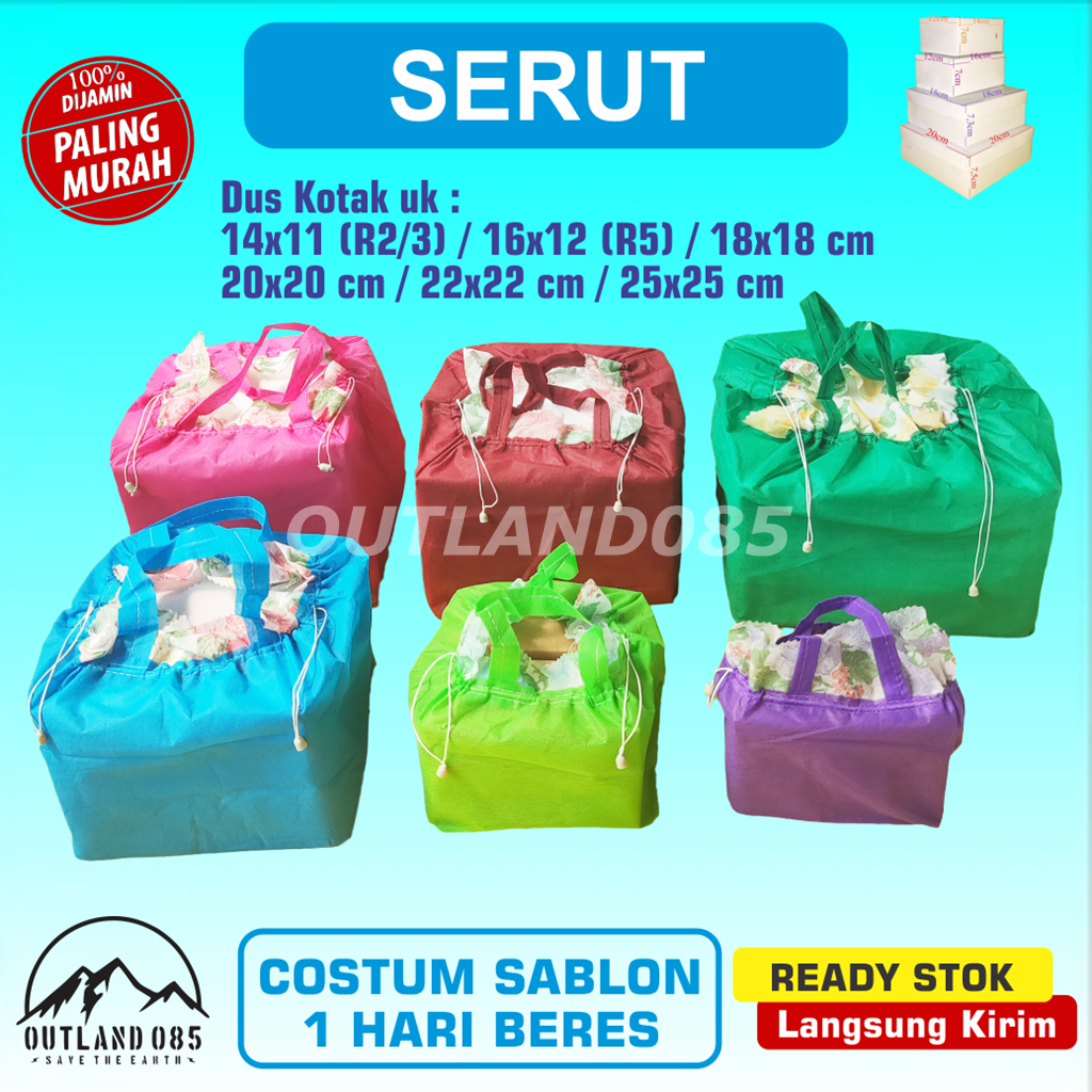 

Tas Kain Serut Kantong Nasi Kotak dus kue box Hajatan 24x24 22x22 20x20 18x18 R5 R3