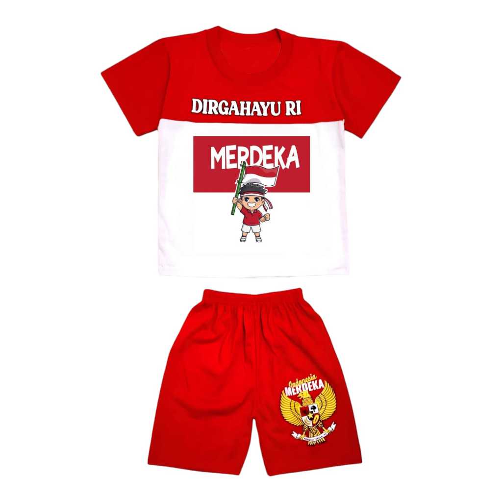 SETELAN BAJU ANAK INDONESIA 17 AGUSTUS KARTUN
