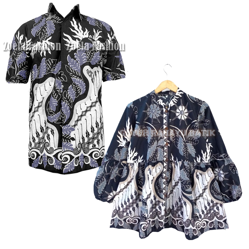 Zoela Baju Batik Couple Jumbo LD 120 130 140 Lengan Pendek Katun Halus
