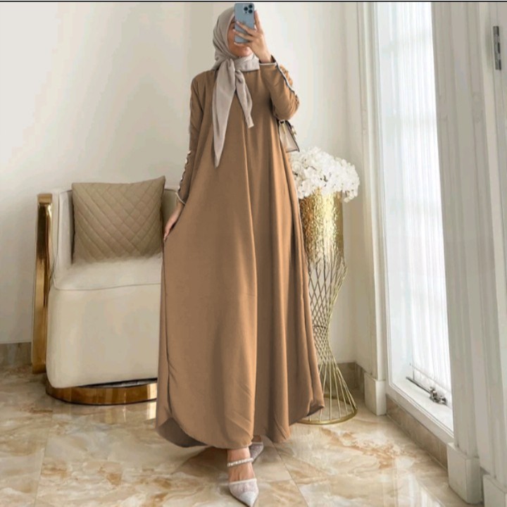 Baju gamis 2026 model terbaru gamis lebaran kekinian Habiba baju putih gamis wanita lebaran terbaru 