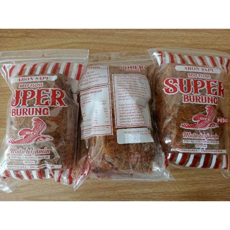 

Abon sapi super merk Burung 250 gram