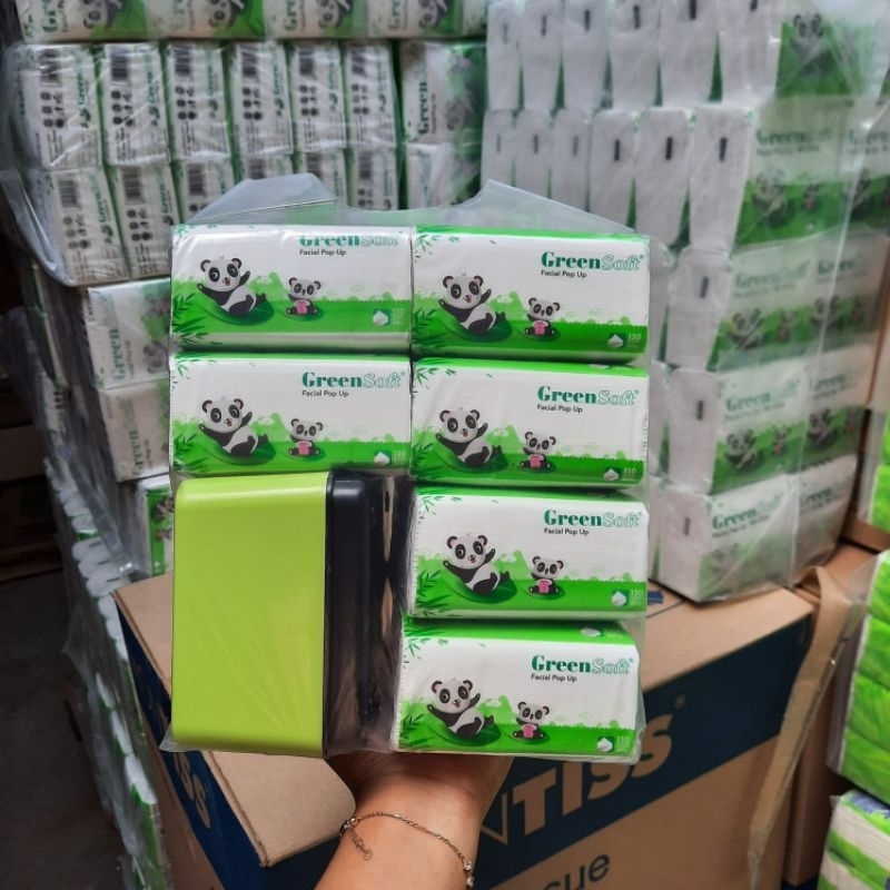 Tisu GREEN panda 6 pack gratis kotak tisu