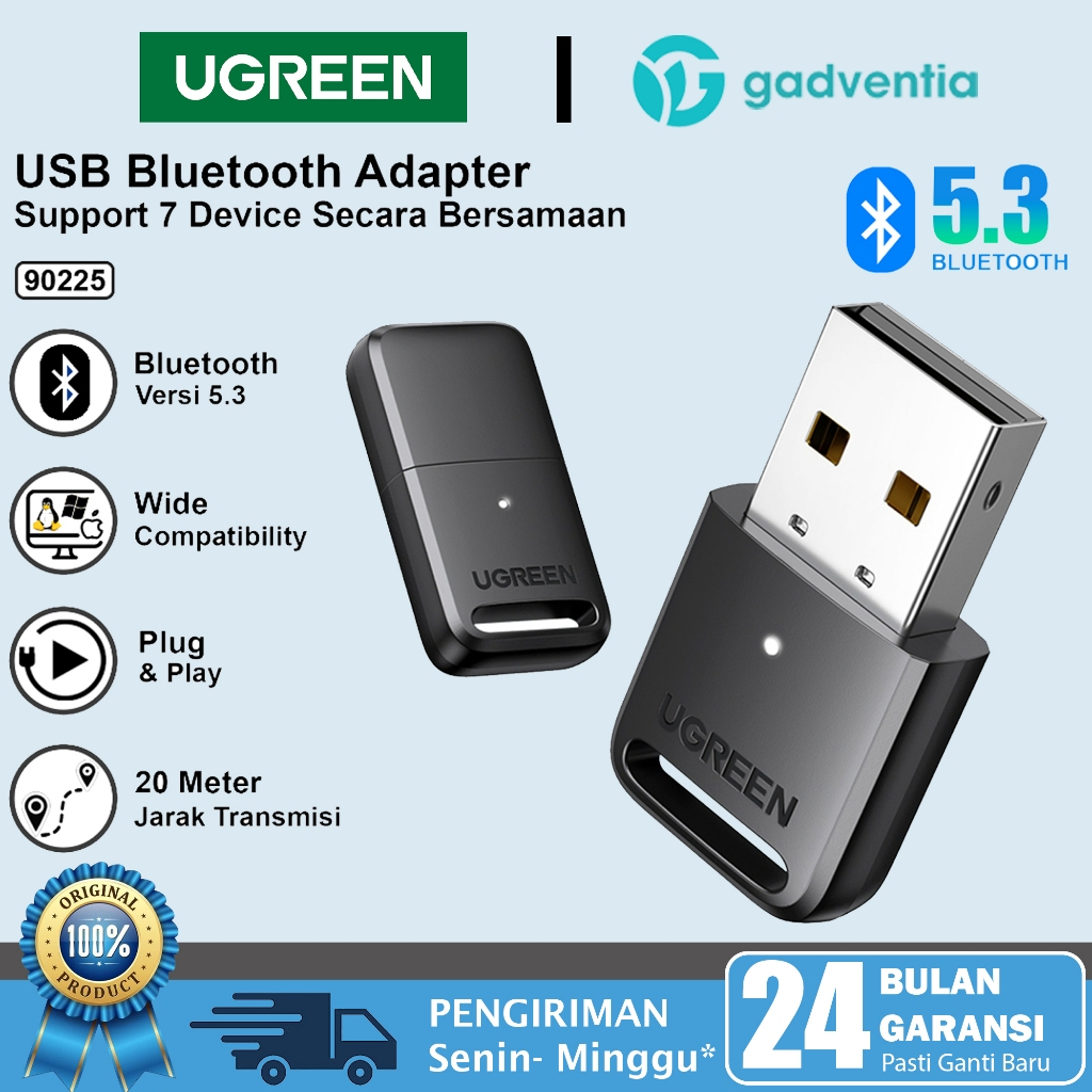 UGREEN Adapter USB Bluetooth 5.3 Dongle Receiver For Mouse Keyboard Printer Xbox PS5 Gamepad 90225